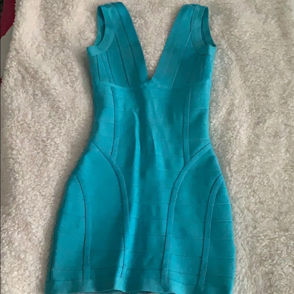 Aqua blue bandage dress
